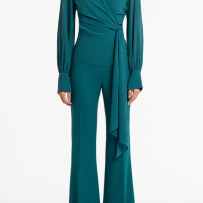 Carla Zampatti Serpentine Georgette Long Sleeve Wrap Top - Image 1