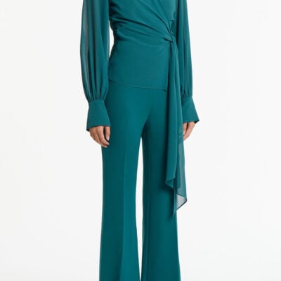 Carla Zampatti Serpentine Georgette Long Sleeve Wrap Top - Image 2