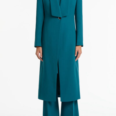 Carla Zampatti Serpentine Crepe Shawl Collar Coat - Image 1