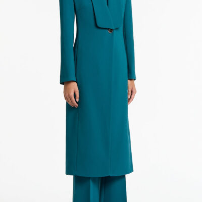Carla Zampatti Serpentine Crepe Shawl Collar Coat - Image 2