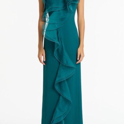 Carla Zampatti Serpentine Crepe Ruffle Front Gown - Image 1