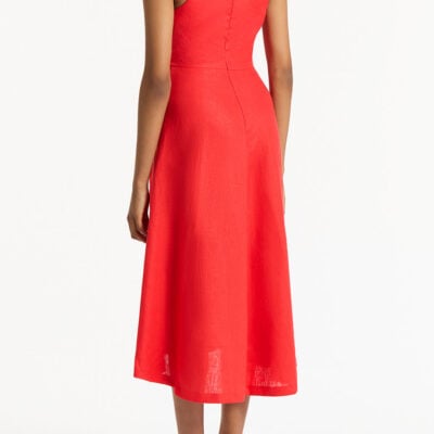 Carla Zampatti Scarlatto Linen V-neck Wrap Dress - Image 2