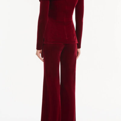 Carla Zampatti Rouge Velvet Draped Shoulder Top - Image 2
