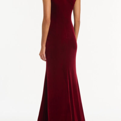 Carla Zampatti Rouge Velvet Button Gown - Image 2