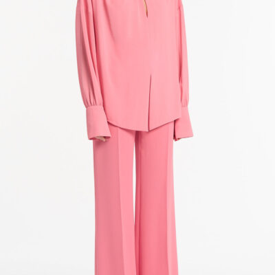 Carla Zampatti Rose Pink Georgette Drop Sleeve Blouse - Image 2