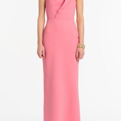 Carla Zampatti Rose Pink Crepe Sculptural Gown - Image 1