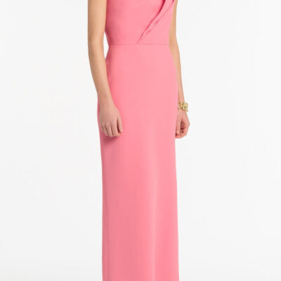 Carla Zampatti Rose Pink Crepe Sculptural Gown - Image 2