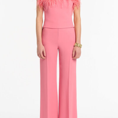 Carla Zampatti Rose Pink Crepe Feather Top - Image 1