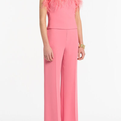 Carla Zampatti Rose Pink Crepe Feather Top - Image 2