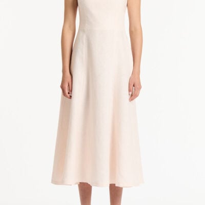 Carla Zampatti Rosa Linen Square Neck Midi Dress - Image 1