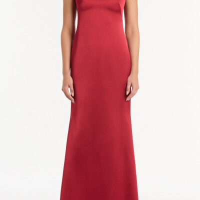 Carla Zampatti Rio Red Satin Fishtail Gown - Image 1