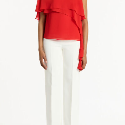 Carla Zampatti Red Georgette High Low Top - Image 1