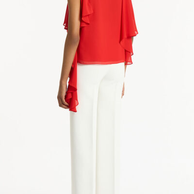 Carla Zampatti Red Georgette High Low Top - Image 2