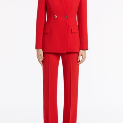 Carla Zampatti Red Crepe V-neck Double Breasted Jacket - Image 1