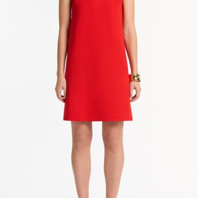 Carla Zampatti Red Crepe Scoop Neck Shift Dress - Image 1