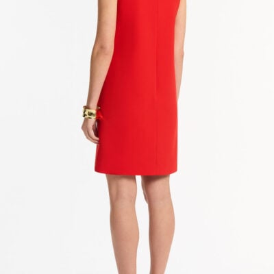 Carla Zampatti Red Crepe Scoop Neck Shift Dress - Image 2