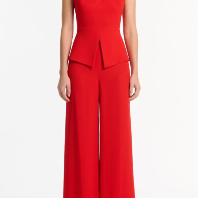 Carla Zampatti Red Crepe Peplum Top - Image 1