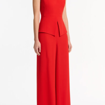 Carla Zampatti Red Crepe Peplum Top - Image 2
