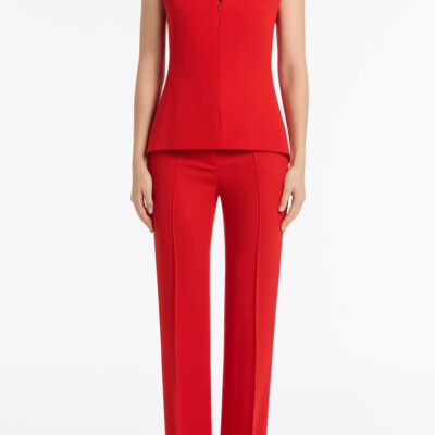Carla Zampatti Red Crepe High Neck Fitted Bodice - Image 1