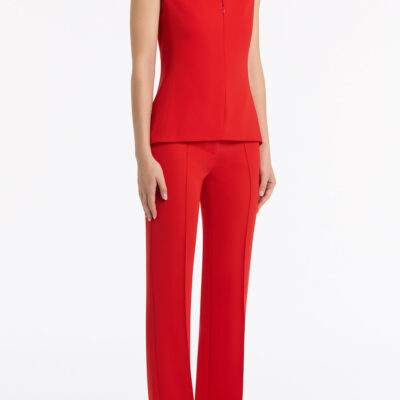 Carla Zampatti Red Crepe High Neck Fitted Bodice - Image 2