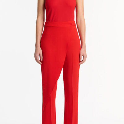 Carla Zampatti Red Crepe Drape Front Pant - Image 1