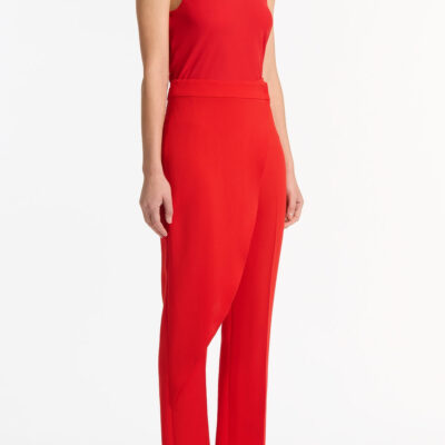 Carla Zampatti Red Crepe Drape Front Pant - Image 2
