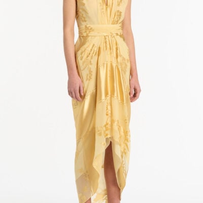 Carla Zampatti Pollen Devore Sleeveless Waterfall Dress - Image 2