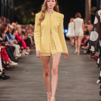 Carla Zampatti Pollen Crepe Tie Neck Waisted Jacket - Image 1