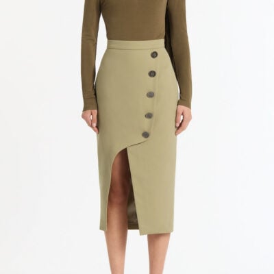 Carla Zampatti Palm Matte Jersey Long Sleeve Scarf Top - Image 1