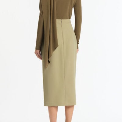 Carla Zampatti Palm Matte Jersey Long Sleeve Scarf Top - Image 2