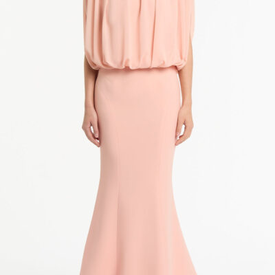 Carla Zampatti Pale Rose Crepe Fishtail Maxi Skirt - Image 1