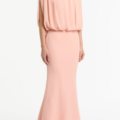 Carla Zampatti Pale Rose Crepe Fishtail Maxi Skirt - Image 2