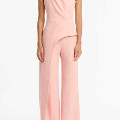 Carla Zampatti Pale Rose Crepe Classic Flared Pant - Image 1
