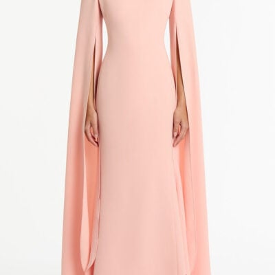 Carla Zampatti Pale Rose Crepe Celebration Sleeve Gown - Image 1