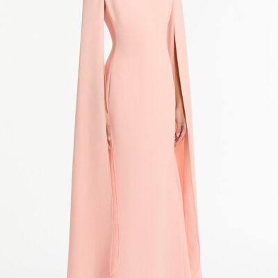 Carla Zampatti Pale Rose Crepe Celebration Sleeve Gown - Image 2
