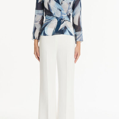Carla Zampatti Painted Floral Georgette Wrap Top - Image 1