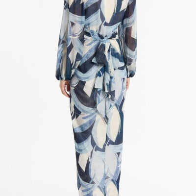 Carla Zampatti Painted Floral Georgette Waterfall Dress - Image 2