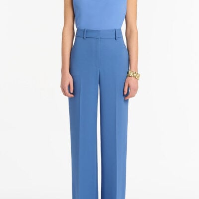 Carla Zampatti Pacific Blue Georgette Cap Sleeve Cowl Top - Image 1