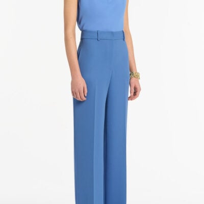 Carla Zampatti Pacific Blue Georgette Cap Sleeve Cowl Top - Image 2