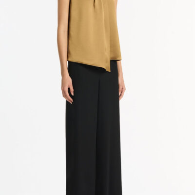 Carla Zampatti Old Gold Lustre Satin Tuck Front Top - Image 2