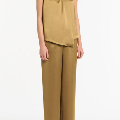 Carla Zampatti Old Gold Lustre Satin Elastic Pant - Image 2