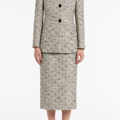 Carla Zampatti Shimmer Fleck Tweed V-neck Jacket - Image 1