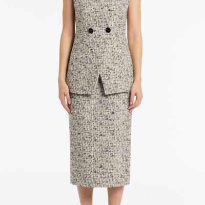 Carla Zampatti Shimmer Fleck Tweed Long Line Vest - Image 1