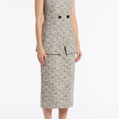 Carla Zampatti Shimmer Fleck Tweed Long Line Vest - Image 2