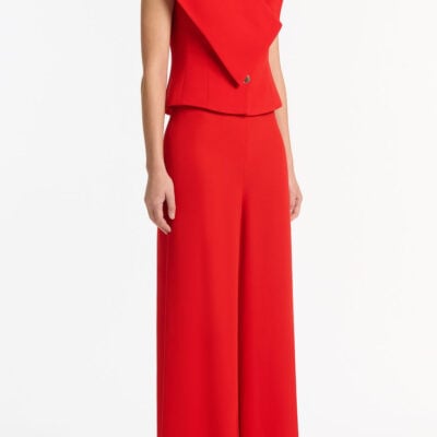 Carla Zampatti Red Crepe Wrap Sleeveless Jacket - Image 2