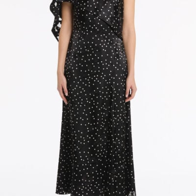 Carla Zampatti Pinspot Silk Burnout Shoulder Wrap Dress - Image 1