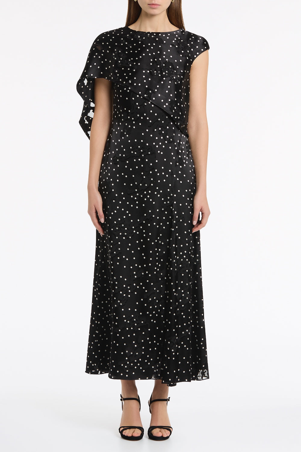 Carla Zampatti Pinspot Silk Burnout Shoulder Wrap Dress - Image 1