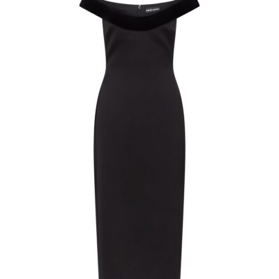 David Koma Velvet Trimmed Off-the-shoulder Midi Dress - Image 1