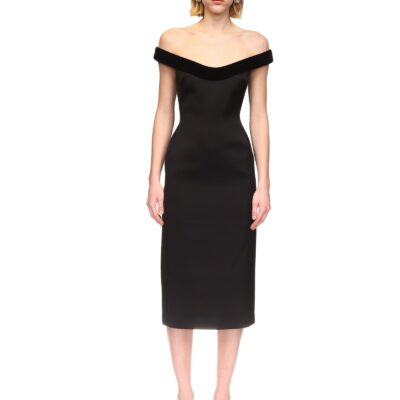 David Koma Velvet Trimmed Off-the-shoulder Midi Dress - Image 2