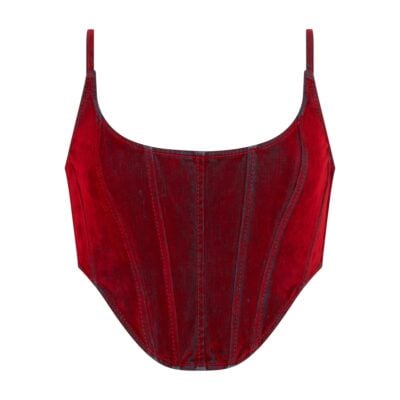 David Koma Velvet Denim Corset Top - Image 1